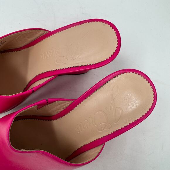 J. Crew Bianca Wedge Sandals Pink Leather Open Toe Slip-On Heels Size 9 - Picture 4 of 11